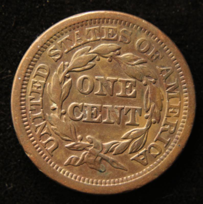 lot 14 image: 1854 US BRAIDED HAIR LARGE CENT