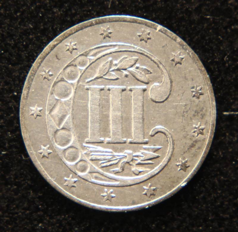 lot 24 image: 1854 US THREE CENT SILVER TRIME BU-UNC