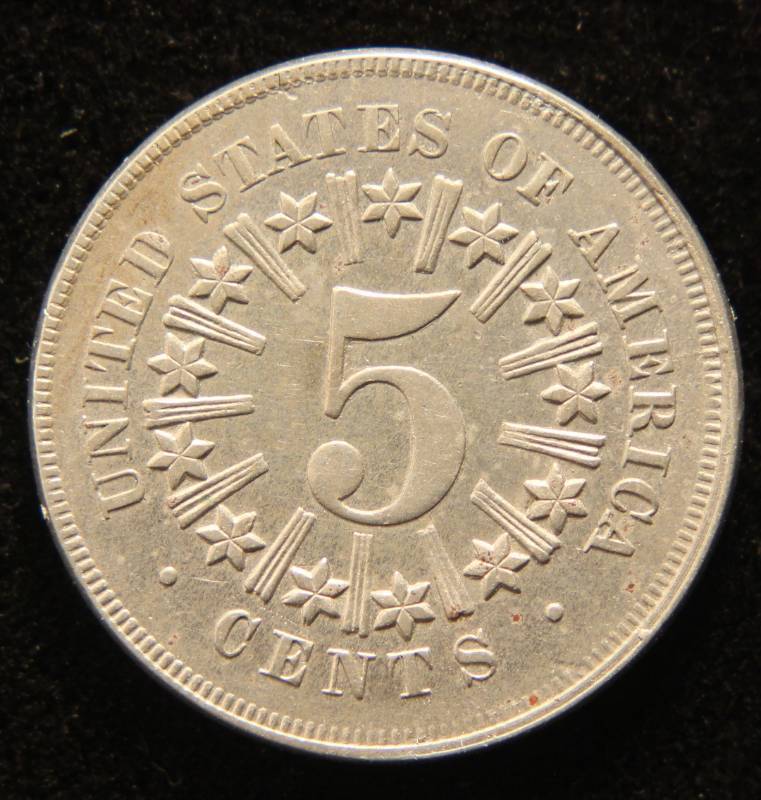 lot 30 image: 1866 rays SHIELD NICKEL BU-UNC