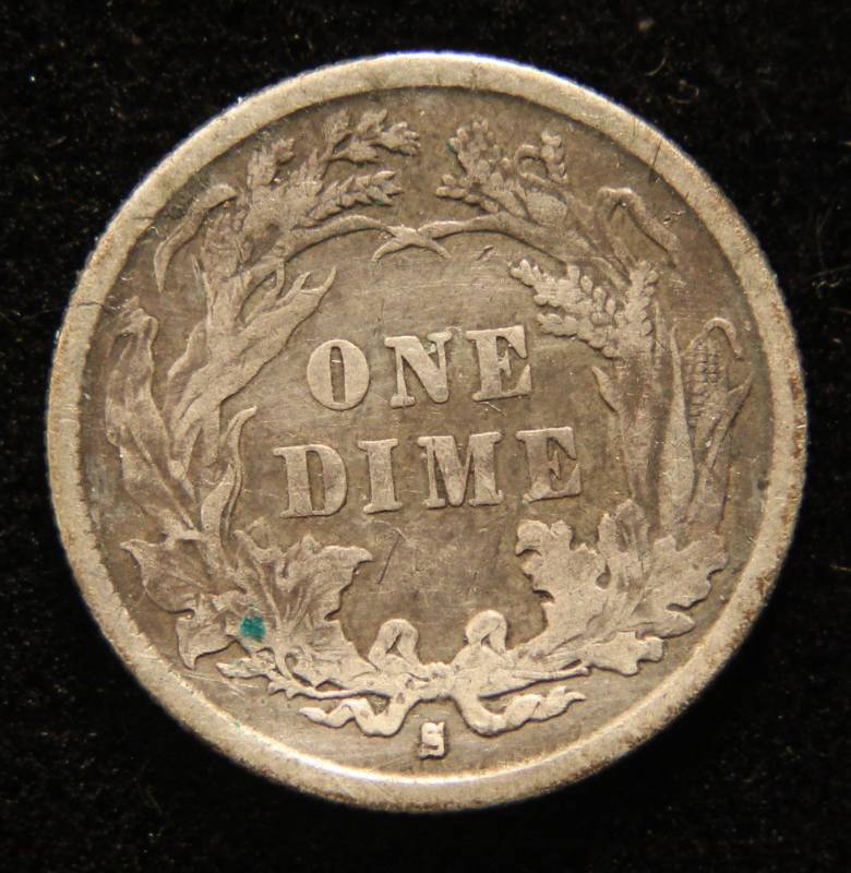 lot 36 image: 1891-S SEATED LIBERTY DIME VF CLEANED