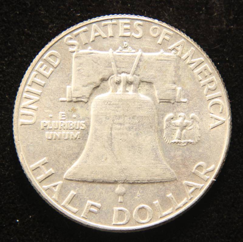 lot 53 image: 1963-D FRANKLIN SILVER HALF DOLLAR AU
