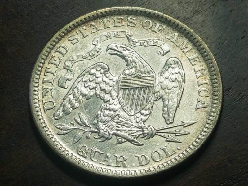 lot 43 image: 1891 SEATED LIBERTY QUARTER AU58