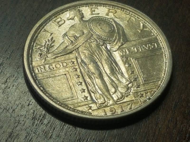 lot 45 image: 1917 TYPE I STANDING LIBERTY QUARTER BU-UNC FULL HEAD