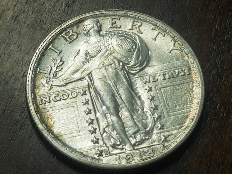 lot 46 image: 1918-S STANDING LIBERTY QUARTER UNC FULL HEAD
