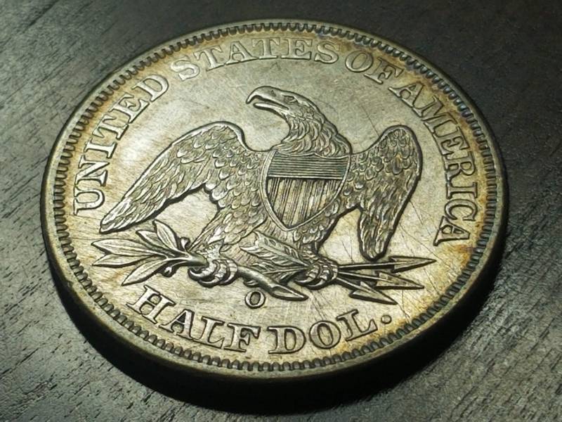lot 48 image: 1858-O SEATED LIBERTY HALF DOLLAR UNC
