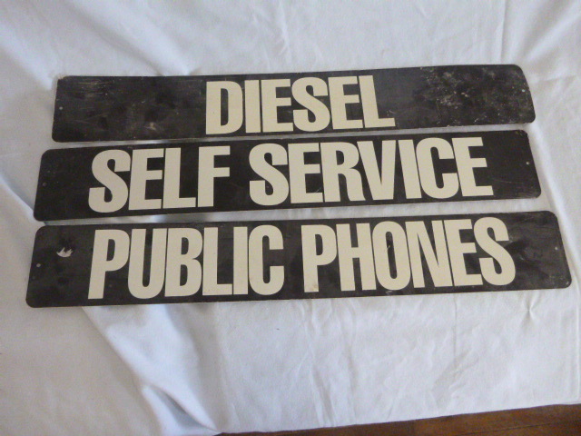 lot 111 image: 3 Double-Sided Metal Signs
