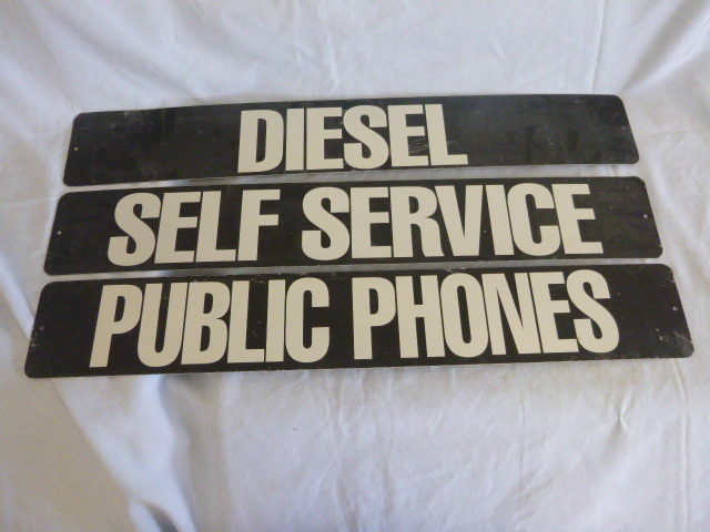 lot 112 image: 3 Double-Sided Metal Signs