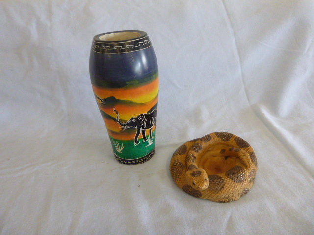 lot 114 image: Ceramic Vase and Snake