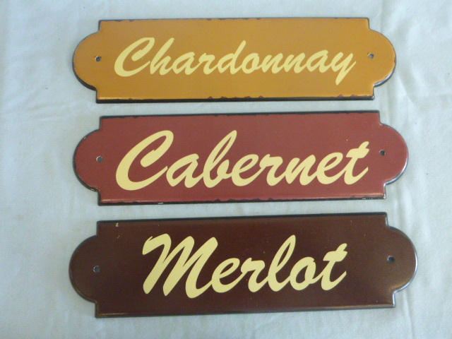 lot 132 image: 3 Metal Wine Signs