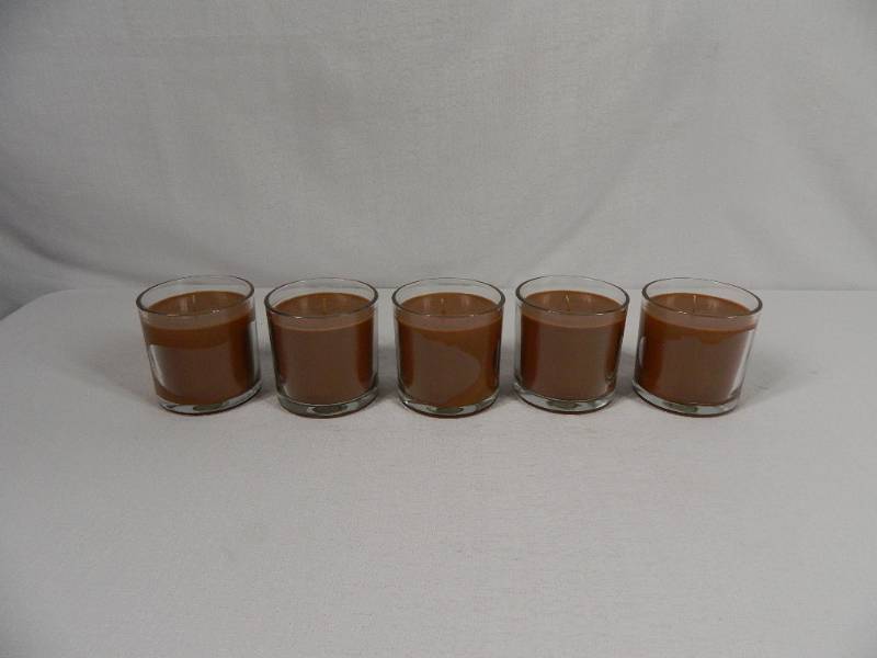 lot 35 image: 5 New Langley Empire Mahogany Woods Candles