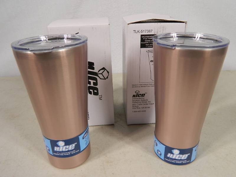 lot 71 image: 2 New nICE Rose Gold Insulated Tumbler with Lid