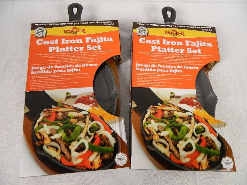 lot 106 image: 2 New Cast Iron Fajita Platter Sets