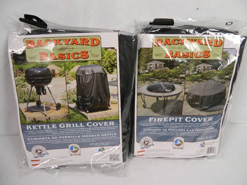 lot 113 image: New Firepit Cover and New Kettle Grill Cover