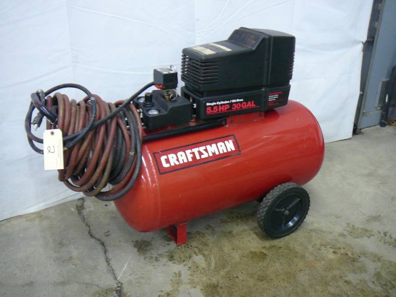 Craftsman Air Compressor 30 Gallon Tank Single Cylinder With Hose ...