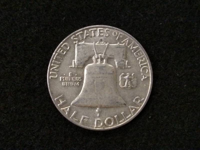 lot 125 image: 1958 D Franklin Silver Half Dollar...