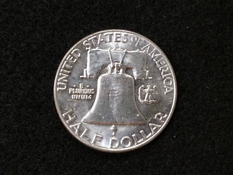 lot 133 image: 1963 D BU Franklin Silver Half Doll...