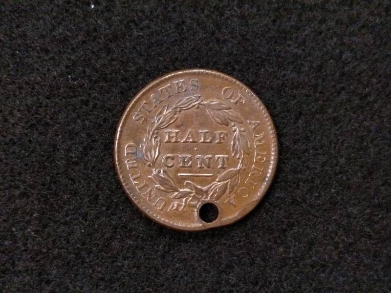 lot 153 image: 1829 Half Cent, High Grade with Hol...