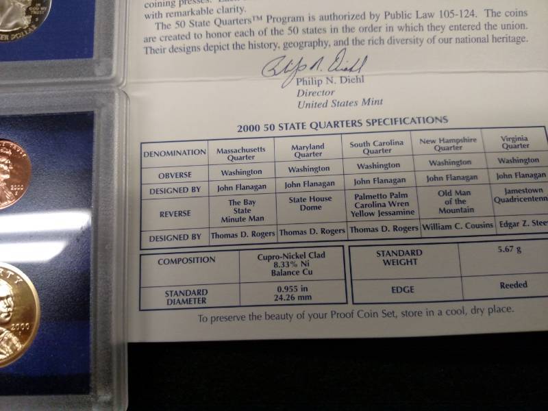 lot 190 image: 2000 U.S. Mint Proof Coin Set...