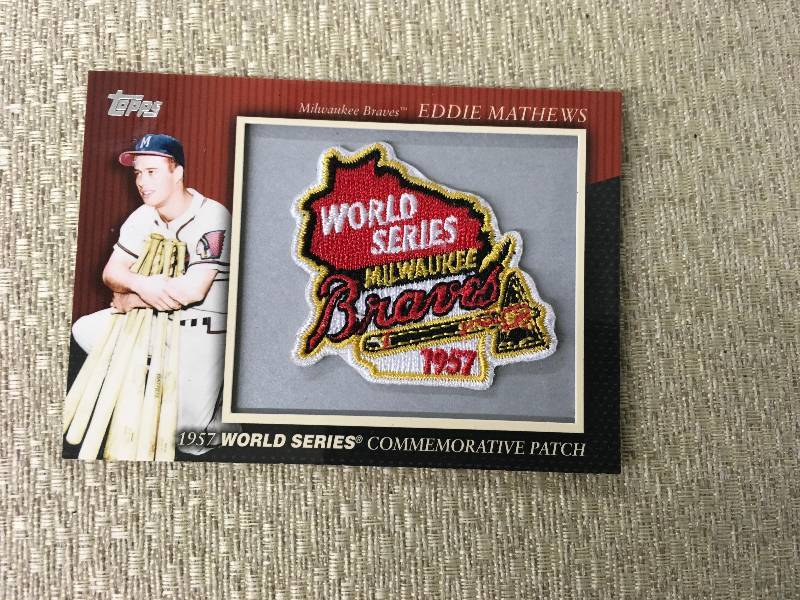 1957 World Series Commemorative Patch Eddie Matthews Card