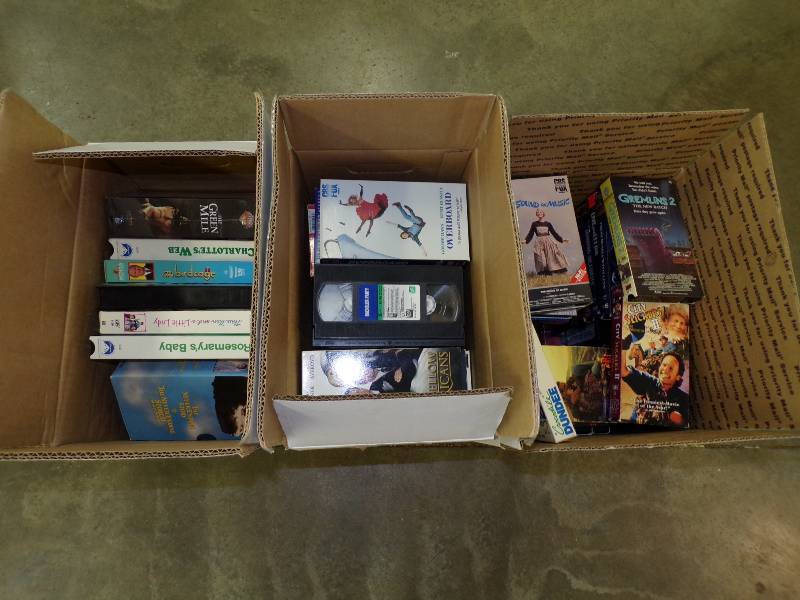 lot 68 image: 3 Large Boxes of VHS Movies