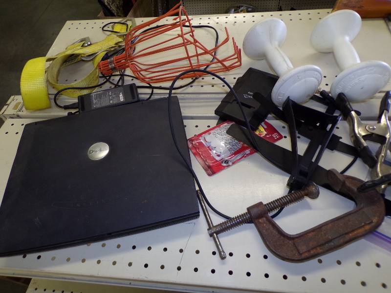 lot 110 image: Apple Picker, Dell Laptop, Clamps and Straps