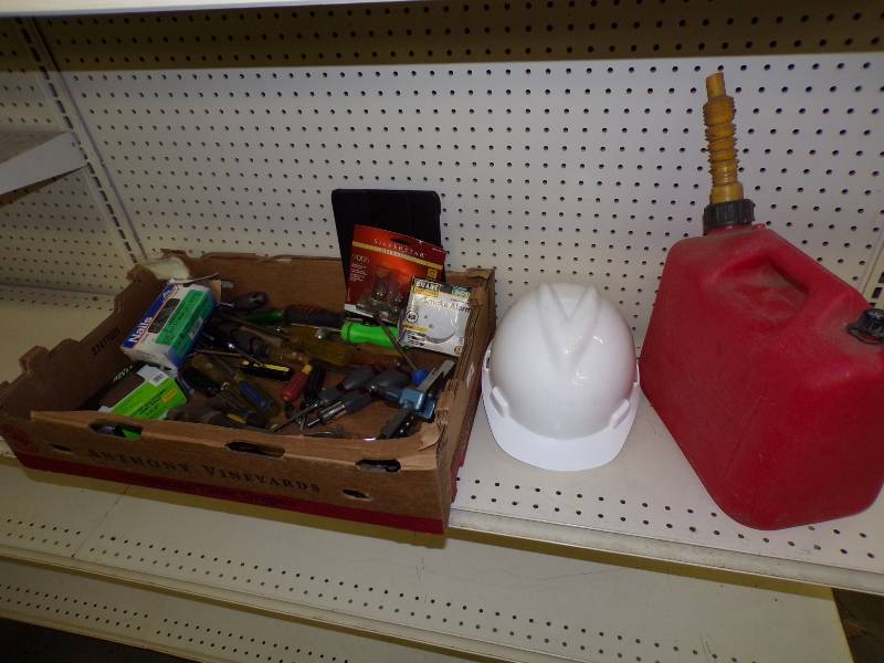 lot 112 image: Tools Hardhat and Gas Can