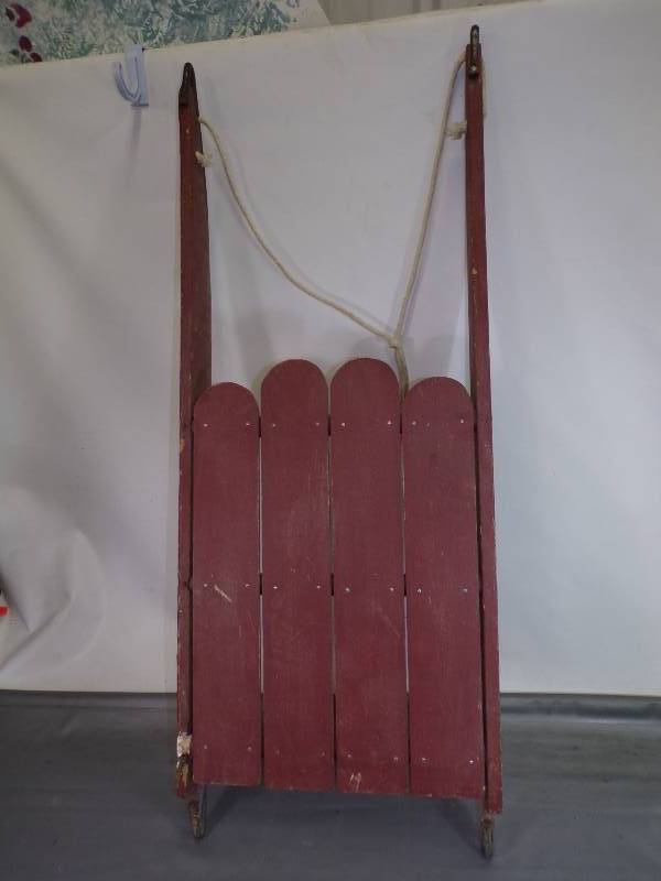 lot 117 image: Red Primitive Wood Sled