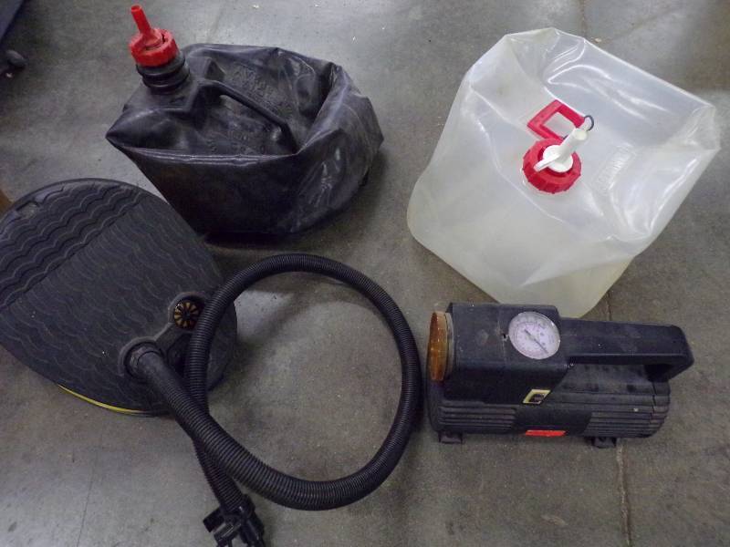 lot 126 image: Water jugs, Air Pump and Air Compressor