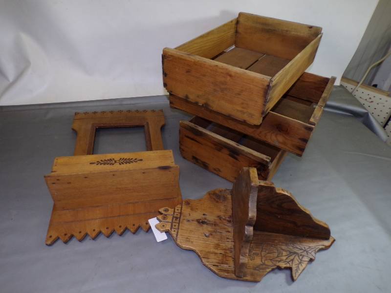 lot 127 image: Primitive Wood Crates and Shelves