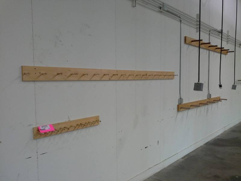 lot 128 image: Wall-Mount Storage Peg Racks, Bar Rack
