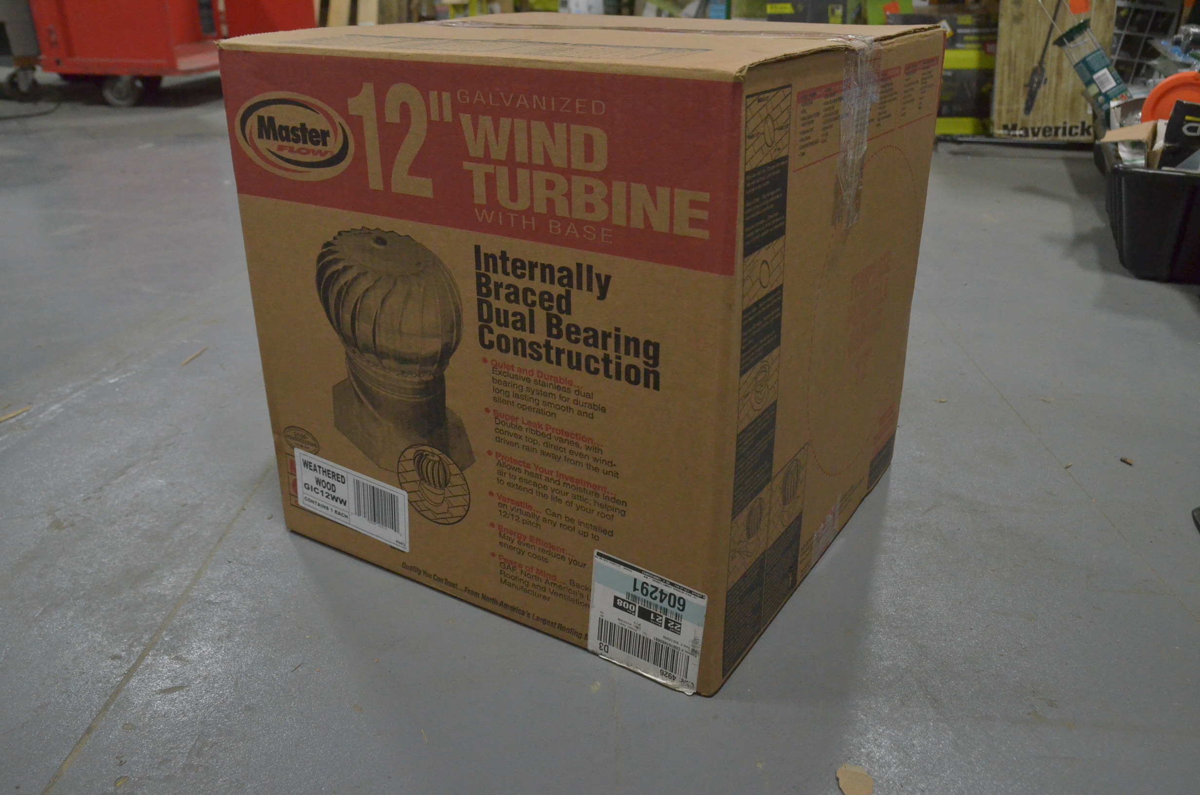 lot 5 image: 12 in. Galvanized Internally Braced Dual-Bearing Wind Turbine in Weathered Wood