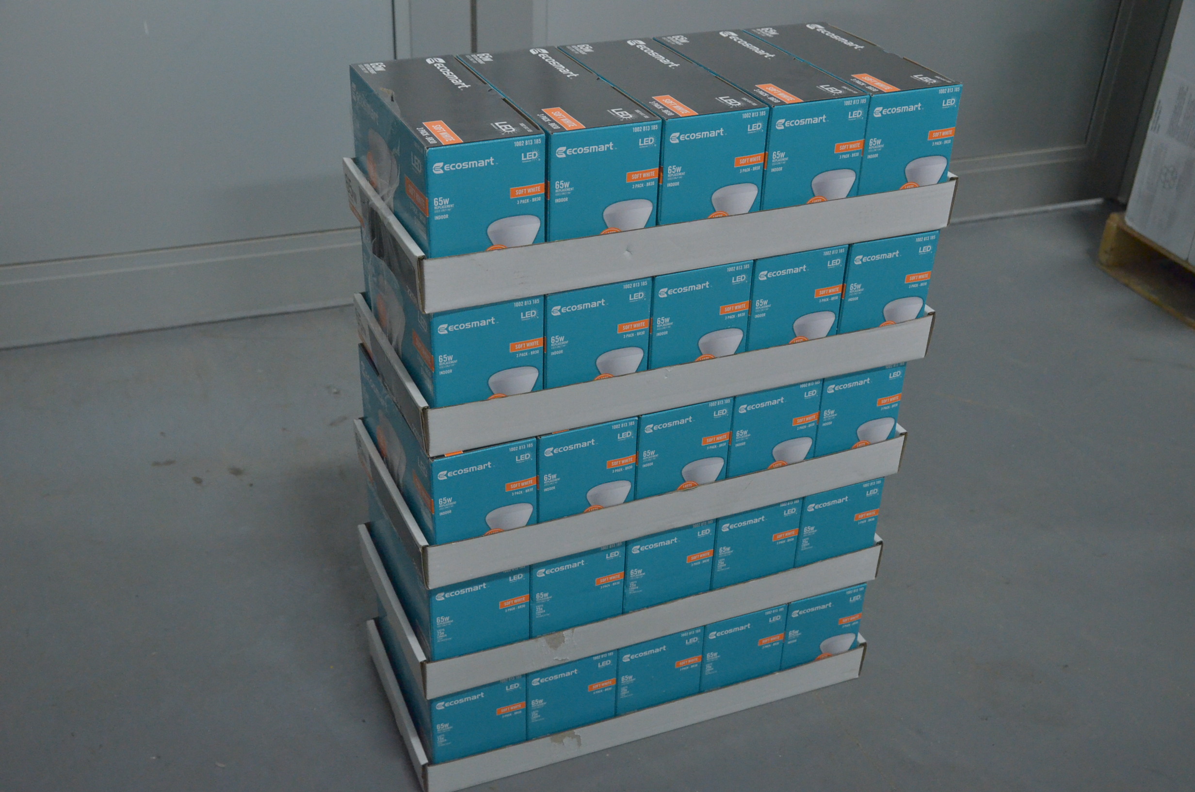 lot 14 image: EcoSmart 65-Watt Equivalent BR30 Dimmable LED Light Bulb Soft White (3-Pack)