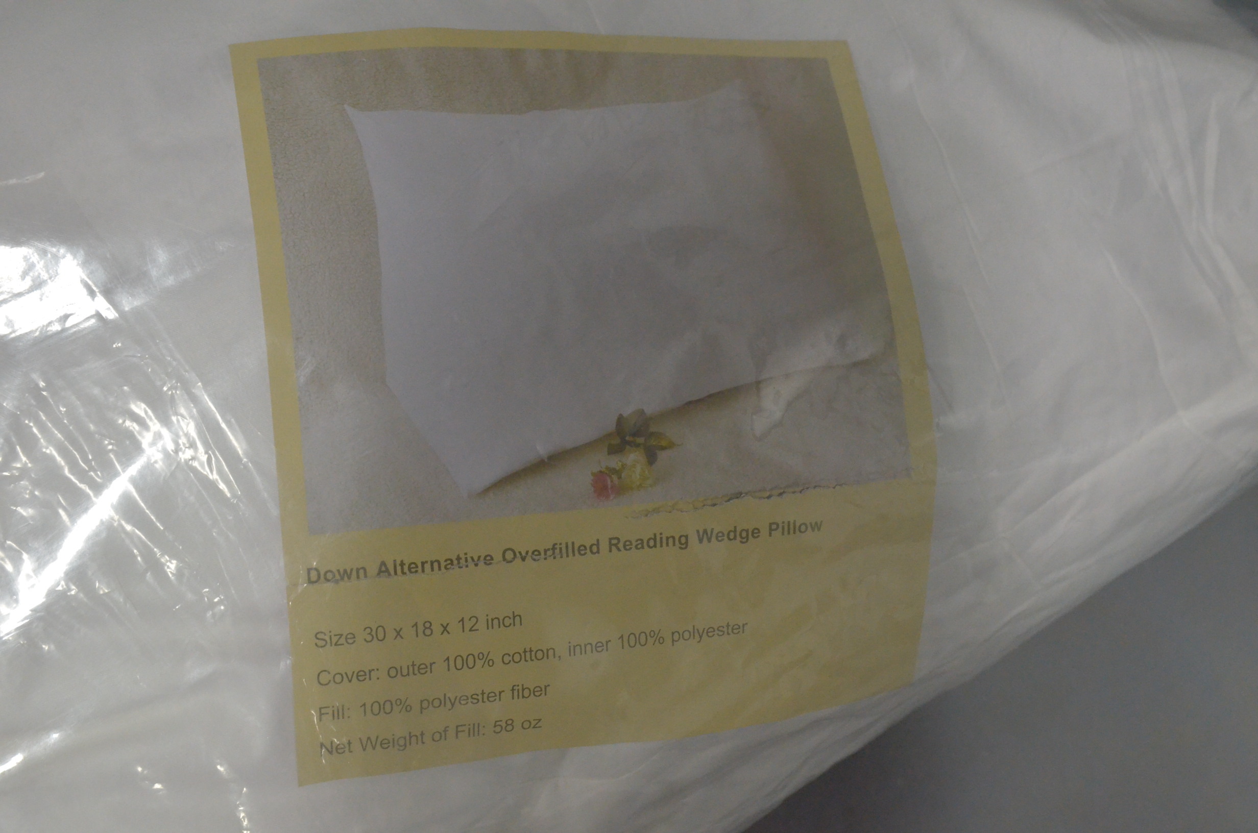lot 54 image: Down Alternative Overfilled Reading Pillow Wedge 30x18x12
