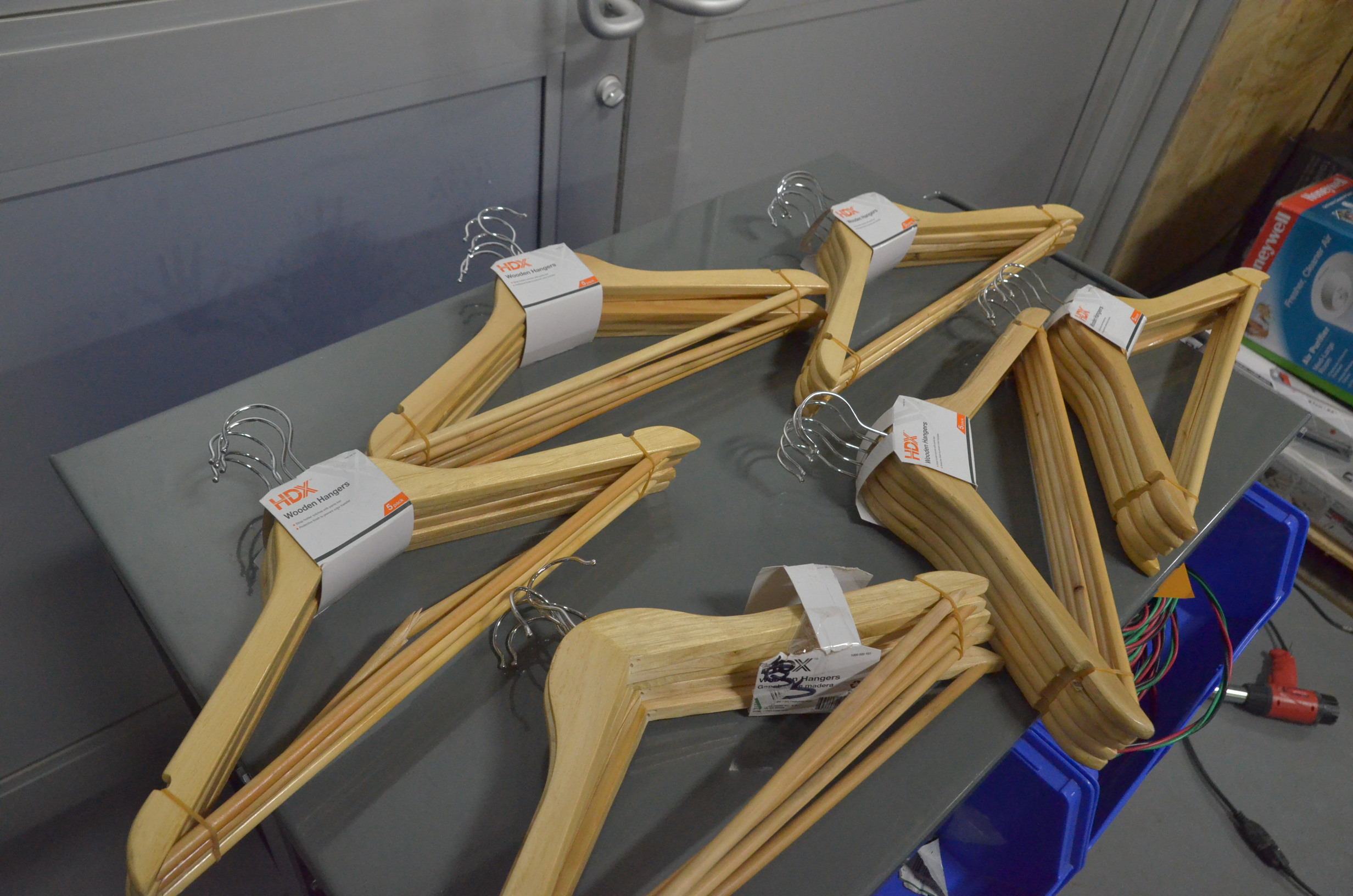 lot 65 image: 6 sets - HDX Wooden Hanger in Natural (5-Pack)