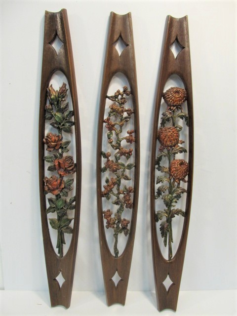 lot 38 image: Vintage Mid Century Modern Floral Wall Art by Burwood