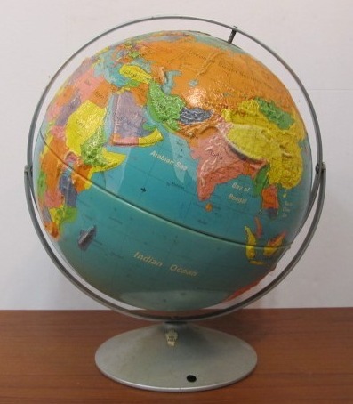lot 134 image: Nice Large Vintage Raised Relief Topographical 16 World Globe
