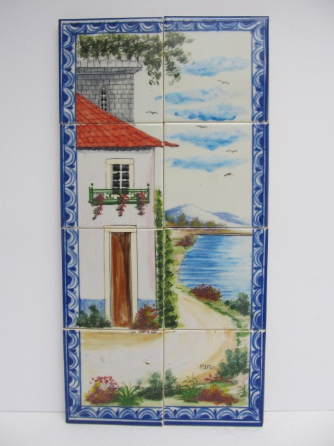 lot 92 image: Vintage Signed Italian Art Pottery Tile Wall Hanging