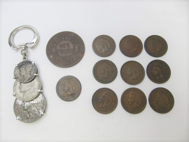 lot 97 image: Small Group of Vintage & Antique Coins Indian Heads etc