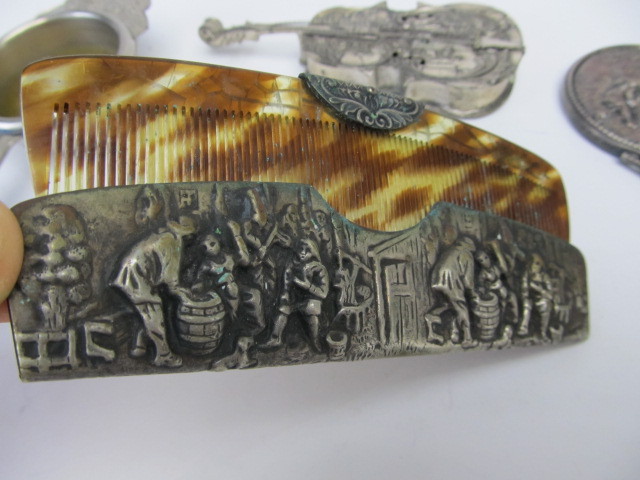 lot 101 image: Group of Antique Silver Plated Repousse Vanity Items etc.