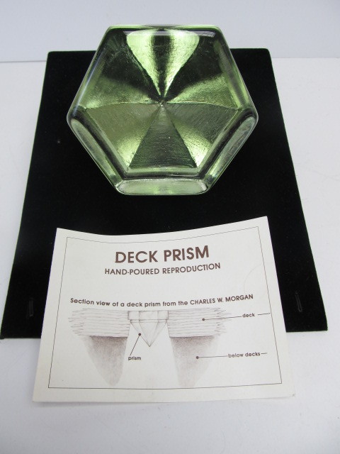 lot 111 image: Poured Green Glass Ships Deck Prism