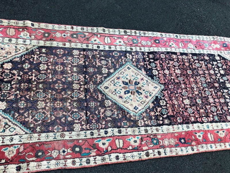 lot 72 image: Vintage Hand Knotted Wool Persian Runner Rug - Made in Iran