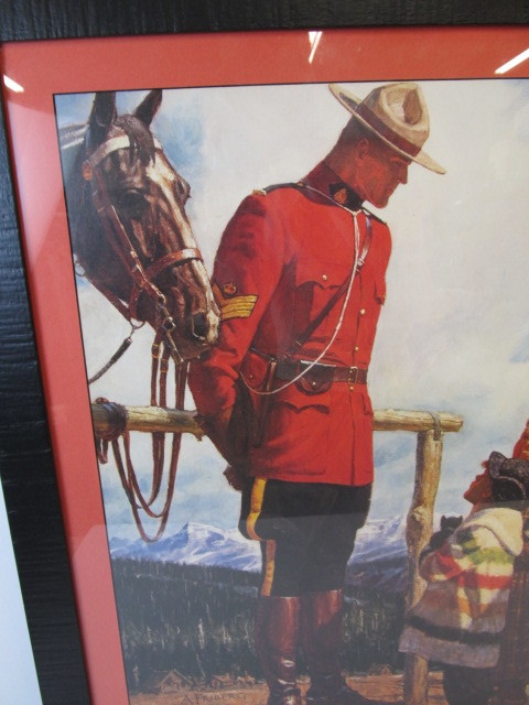 lot 182 image: Framed ARNOLD FRIBERG Canadian Mountie Illustration Print