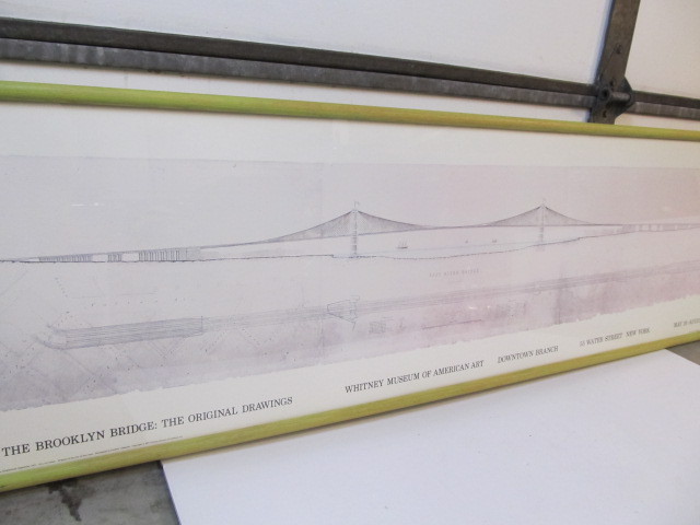 lot 183 image: Large Vintage BROOKLYN BRIDGE Blueprint Framed Print