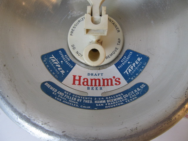 lot 194 image: Vintage HAMMS Advertising Beer Keg w Display Stand