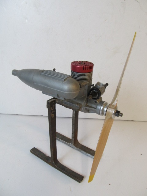lot 227 image: Vintage Mounted ASP RC Plane Engine wWood Propeller 