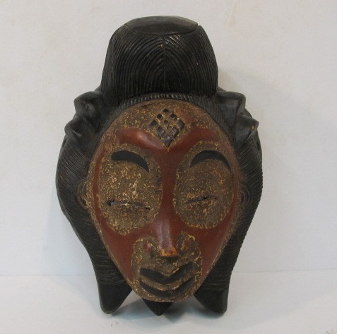 lot 236 image: Large Old Vintage Hand Carved African Tribal Mask