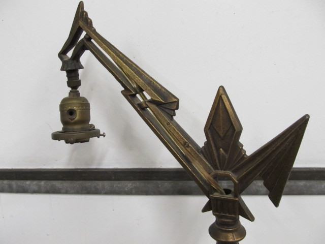 lot 6 image: Original 1930s Deco Brass Bridge Floor Lamp