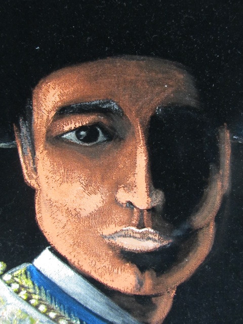 lot 244 image: Vintage Signed Velvet Matador Painting