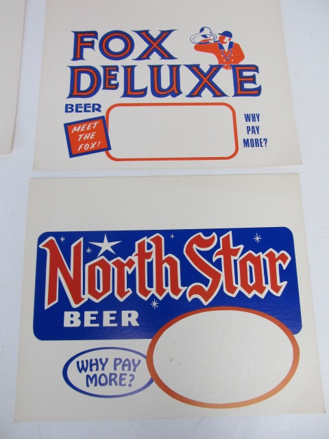 lot 259 image: Group of Vintage Liquor Store Beer Advertising Price Display Signs.