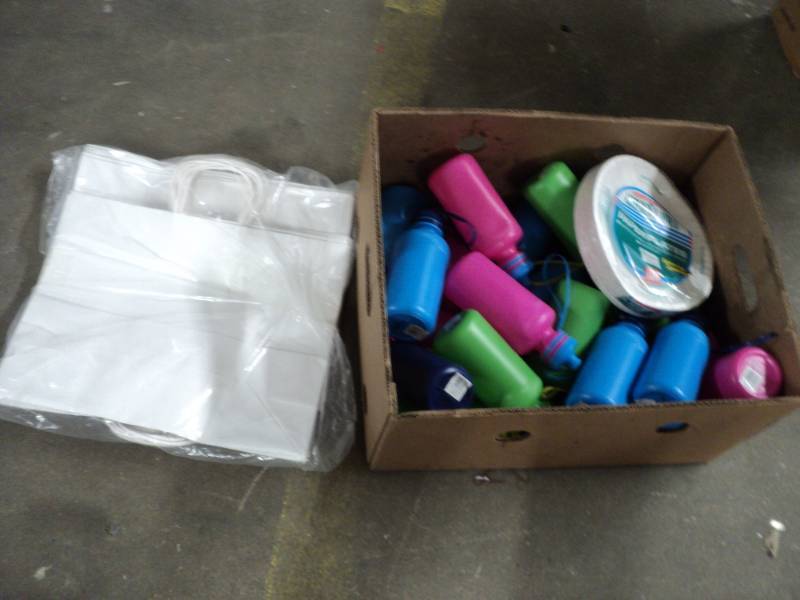 lot 125 image: Water Bottles, Paper Plates, and Ba...